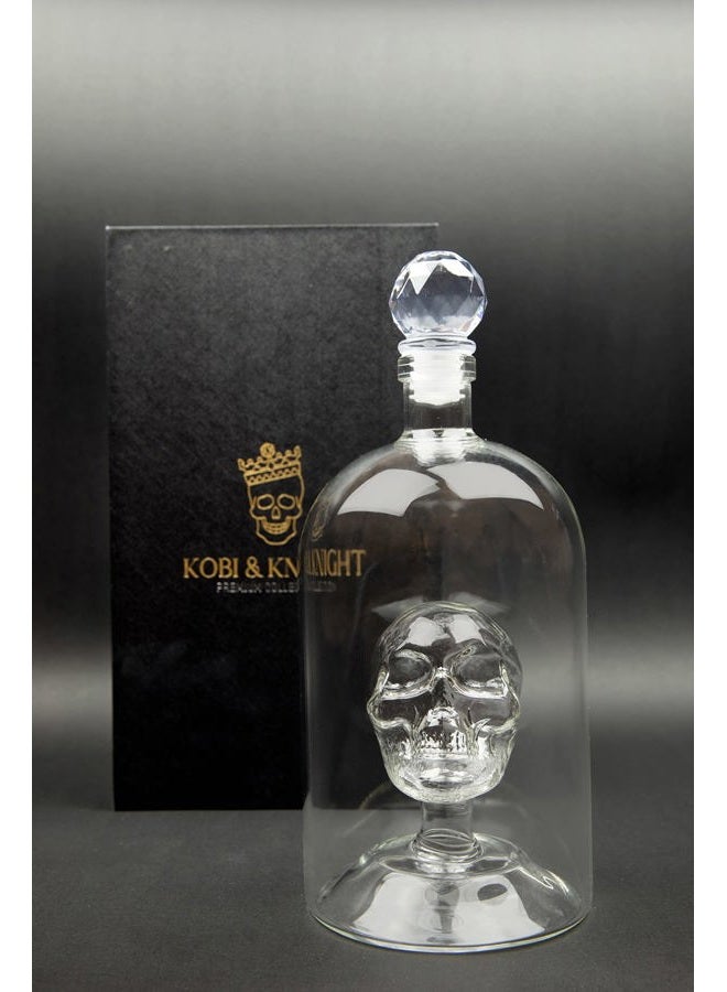 Kobi & Knight Premium Skull Decanter - 750ml Borosilicate Glass Skull Whiskey Decanter with Airtight Stopper - Black - Image 4