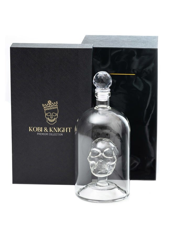 Kobi & Knight Premium Skull Decanter - 750ml Borosilicate Glass Skull Whiskey Decanter with Airtight Stopper - Black - Image 1