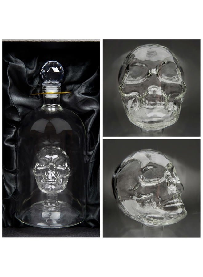 Kobi & Knight Premium Skull Decanter - 750ml Borosilicate Glass Skull Whiskey Decanter with Airtight Stopper - Black - Image 5