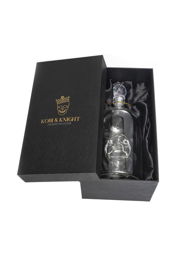 Kobi & Knight Premium Skull Decanter - 750ml Borosilicate Glass Skull Whiskey Decanter with Airtight Stopper - Black - Image 2