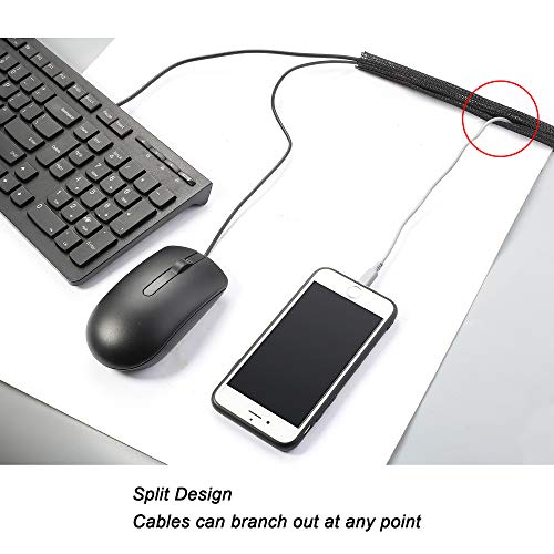 CrocSee 25ft - 1/2 inch Braided Cable Management Sleeve Cord Protector - Self-Wrapping Split Wire Loom for TV/Computer/Home Theater/Engine Bay - Black - Image 3