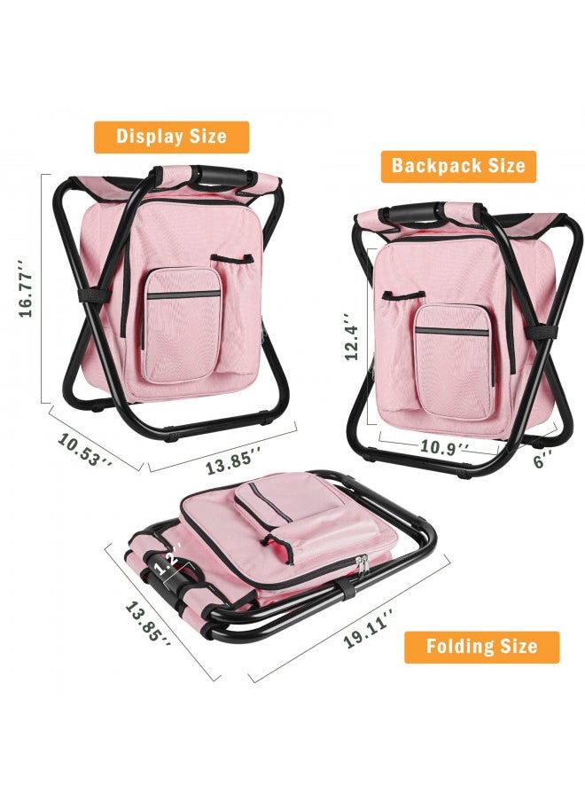 Kikerike Kikerike Backpack Stool Cooler Chair Heavy Duty 400 LBS Max Load Portable Lightweight Stool Backpack Folding Fishing Cooler Stool for Camping Hunting Fishing  - Image 1