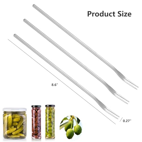 Asanta 3 PCS Stainless Steel Pickle Fork, 8.6 Inch Long Handle Olive Fork, Cocktail Forks, Pickle Picker, Dessert Fruit Forks - Image 2