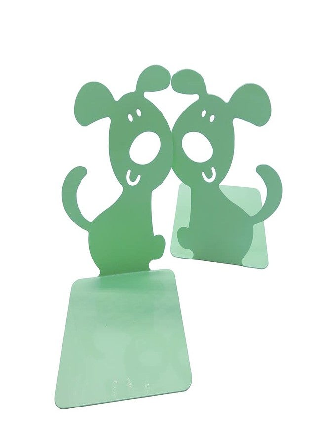 Artkingdome 1Pair Cute Dog Bookend Book End Cartoon Puppy Shape Room Metal Bookends Books Non-Slip Decoractive Gift Green Gift - Image 1
