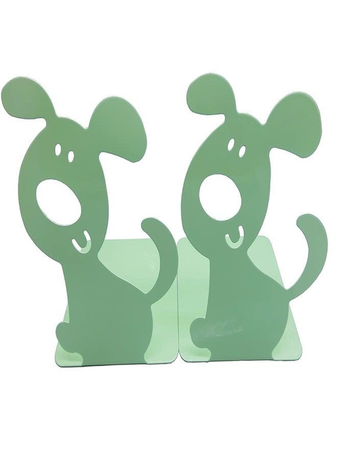 Artkingdome 1Pair Cute Dog Bookend Book End Cartoon Puppy Shape Room Metal Bookends Books Non-Slip Decoractive Gift Green Gift - Image 4