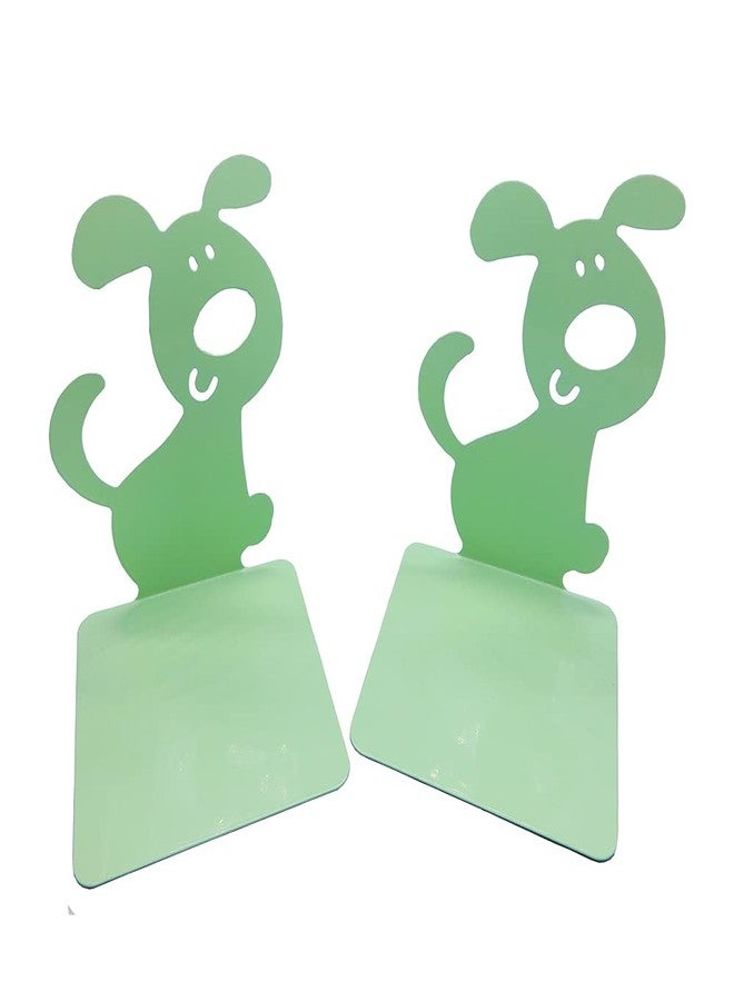Artkingdome 1Pair Cute Dog Bookend Book End Cartoon Puppy Shape Room Metal Bookends Books Non-Slip Decoractive Gift Green Gift - Image 2