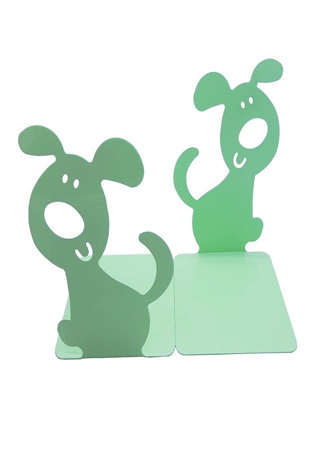Artkingdome 1Pair Cute Dog Bookend Book End Cartoon Puppy Shape Room Metal Bookends Books Non-Slip Decoractive Gift Green Gift - Image 3