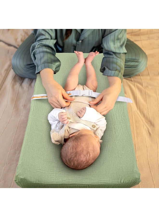 PRIMLECT Muslin Changing Pad Cover Unisex, Solid Color Muslin Baby Changing Mats for Boys & Girls, 100% Cotton 3-Pack - Image 3