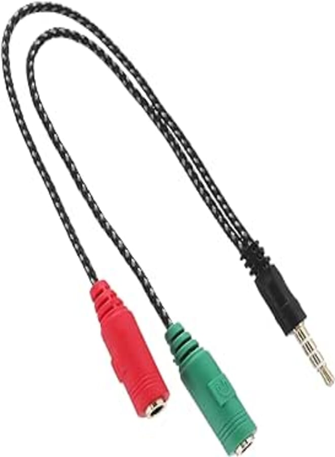 OR Audio Headset Earphone Mic Y Splitter Cable - Dark Red & Dark Green