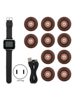 Thoraya Wireless Caregiver Pager Set Hotel Paging System Smart Call Button 1 Wristwatch 10 Buttons  - Image 1