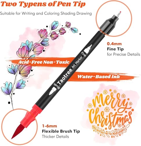Taotree 120 Colors Dual Tip Art Markers Pens for Adult Coloring Book Artist Fine Brush Tip Coloring Markers Drawing Pen for Journaling Note Taking Lettering Calligraphy Craft Art Supplies Set - Image 3
