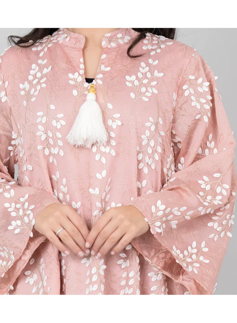 IKKXA Petal Grace Embroidered Jalabiya OMN02 Peach