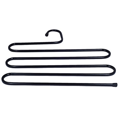 ShopAIS Iron Stainless Steel s Multi-Layered Pants Rack Pants Hanger Rack Multifunction S-Type Magic Pants Rack Lengthened -Black - Image 3