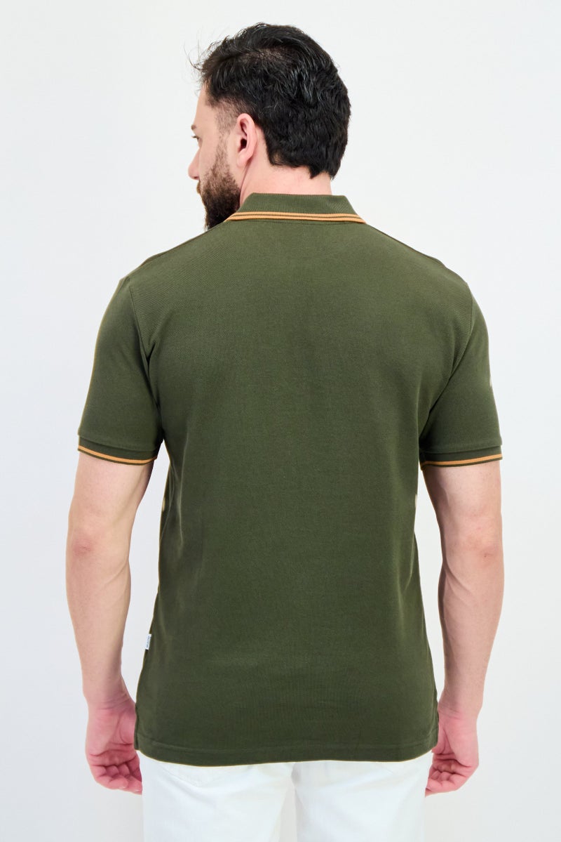 Selected Homme Men Regular Fit Embroidered Logo Short Sleeves Polo Shirt, Dark Green - Image 3