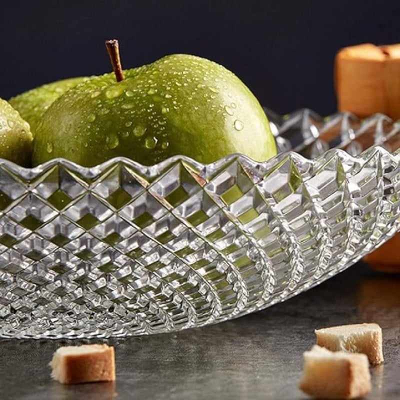 Luxansa Flat Base Glass Fruit Bowl for Dining Table Glass Bowl Fruit Bowl Fruit Bowls Dessert Bowl Desserts Crystal Clear Glass Bowl Glass Serving Bowl dryfruits Serving Bowl - Image 3