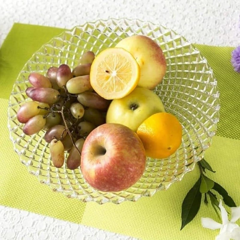 Luxansa Flat Base Glass Fruit Bowl for Dining Table Glass Bowl Fruit Bowl Fruit Bowls Dessert Bowl Desserts Crystal Clear Glass Bowl Glass Serving Bowl dryfruits Serving Bowl - Image 2