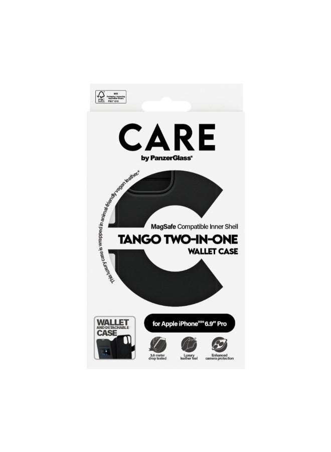 PanzerGlass حافظة بانزر جلاس كير جلد تانغو لهاتف آبل آيفون 16 برو ماكس 6.9" 2024 | حماية من السقوط حتى 15 قدم، حافظة 2 في 1، 3 فتحات بطاقات، غطاء خلفي مغناطيسي قابل للفصل، حافة كاميرا مرتفعة - أسود - Image 4