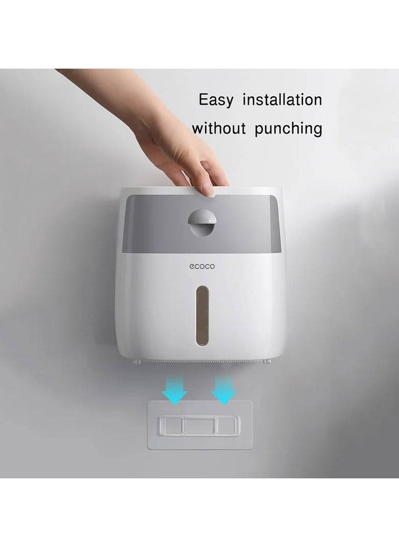 ecoco Portable Toilet Paper Holder Plastic Waterproof Paper Dispenser for Toilet House Storage Box with Small Drawer Waterproof and dust No Drilling  - Image 4