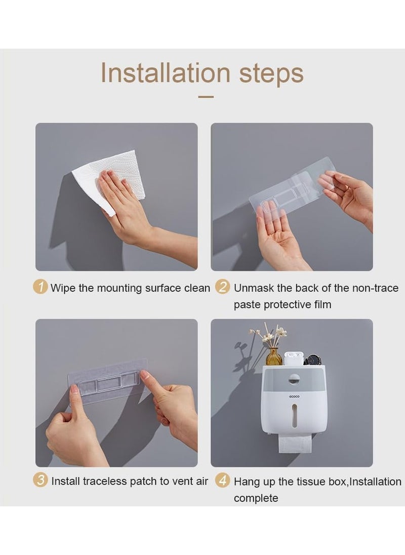 ecoco Portable Toilet Paper Holder Plastic Waterproof Paper Dispenser for Toilet House Storage Box with Small Drawer Waterproof and dust No Drilling  - Image 5