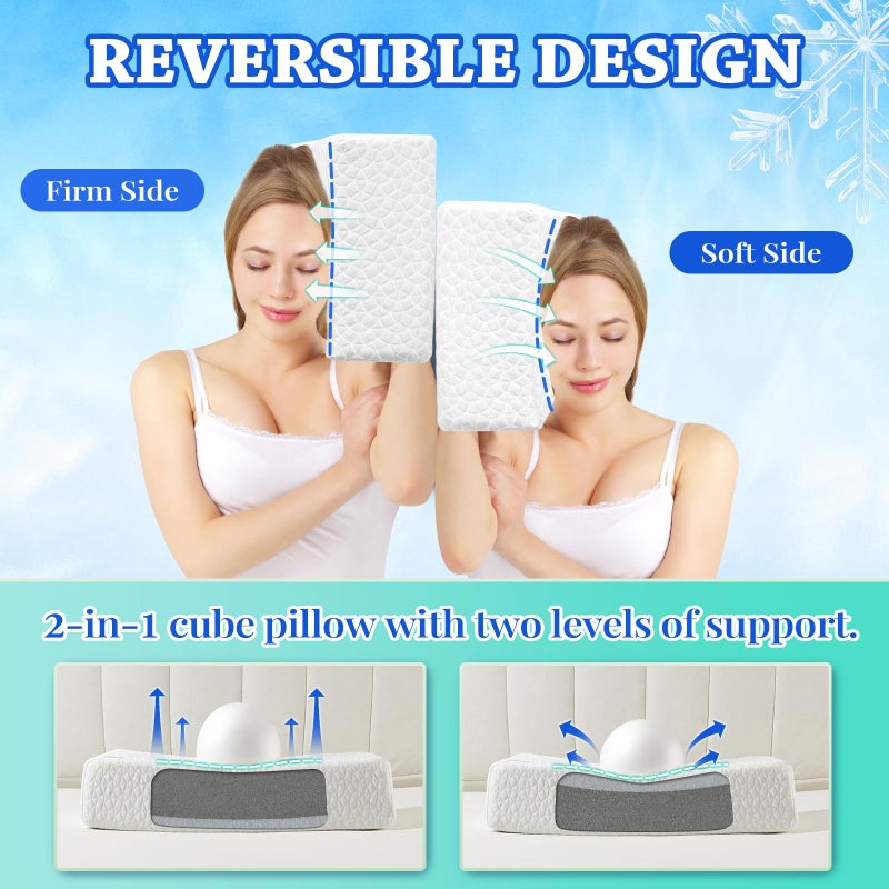 HARBOREST Ice Cube Cooling Pillow for Side Sleepers Memory Foam Side Sleeper Pillow Support Head & Neck for Pain Reliefï¼Œ12"x24"x5" - Image 4