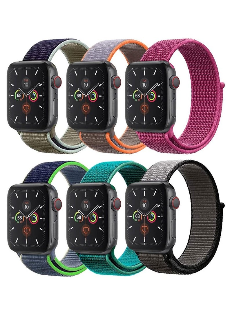 CATANES 6 Pack For Apple Watch 41mm 40mm 38mm Nylon Sport Loop Band Compatible With iWatch Series 7 SE 6 5 4 3 2 1 Men Women Braided Stretchy Nylon Loop Bands  - Image 2