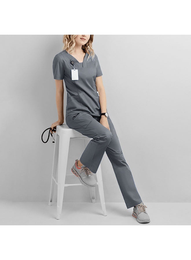 NIBEMINENT Workwear Medical Scrubs Uniform Set Doctor  Nurse Short Sleeve Surgical Gown Pants for Hospitals Dental Clinics  Beauty Salons - Image 1