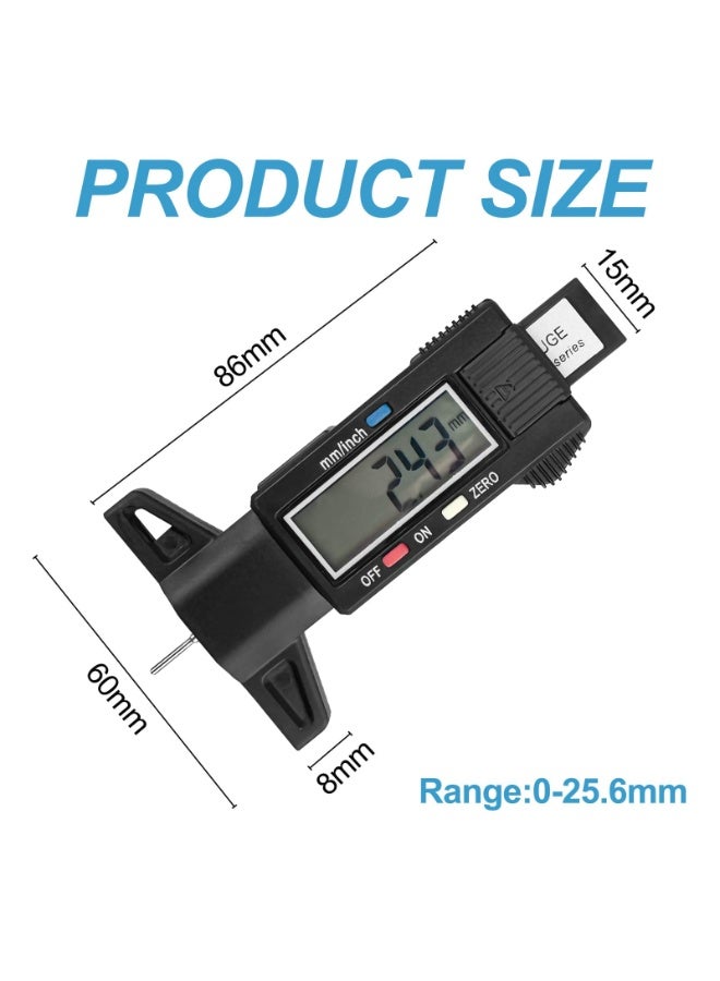 KOWVOWZ Tire Tread Depth Gauge, Digital Tyre Tread Depth Gauge with LCD Display, 0-25.6 mm, Easy Read, Portable Size, Suitable for Cars, Trucks, Motorcycles - Image 2