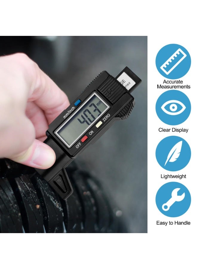 KOWVOWZ Tire Tread Depth Gauge, Digital Tyre Tread Depth Gauge with LCD Display, 0-25.6 mm, Easy Read, Portable Size, Suitable for Cars, Trucks, Motorcycles - Image 5