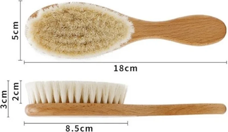 ماما يويو Natural Goat Hair Baby Hair Brush - Extra Soft Wood