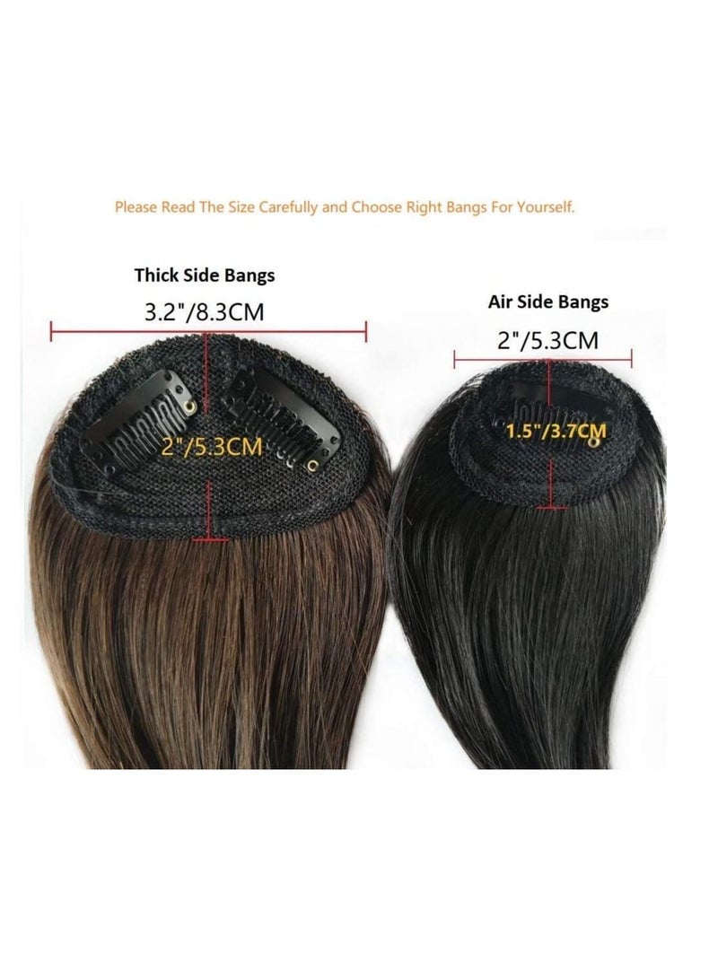 Estelle Side Bangs Clip in Real Human Hair Bangs Natural Clip on Side Bangs Straight Fringe Hair Extensions Natural Black - Image 5