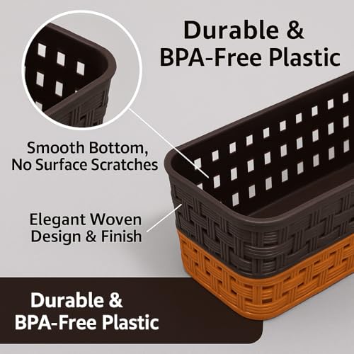 RUSHIL WERE Plastic Desk Organizer Basket | 1 Free Mobile Stand | Office Drawer Dividers | Storage Tray for Kitchen, Bathroom, Office, Makeup, Bedroom | Multicolour | 23 × 8 × 5 cm |Plastic |Pack of 6 - Image 5