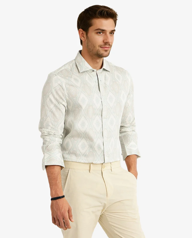Rare Rabbit Men's Ornament Print Satin Shirt