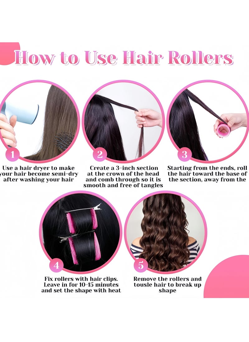 QIRRA 31Pcs Hair Rollers Set with Storage Bag, 6 Large, 6 Medium, 6 Small Self-Grip Curlers + 12 Clips, 1 Storage Bag– for Long, Medium, Short Hair  - Image 4