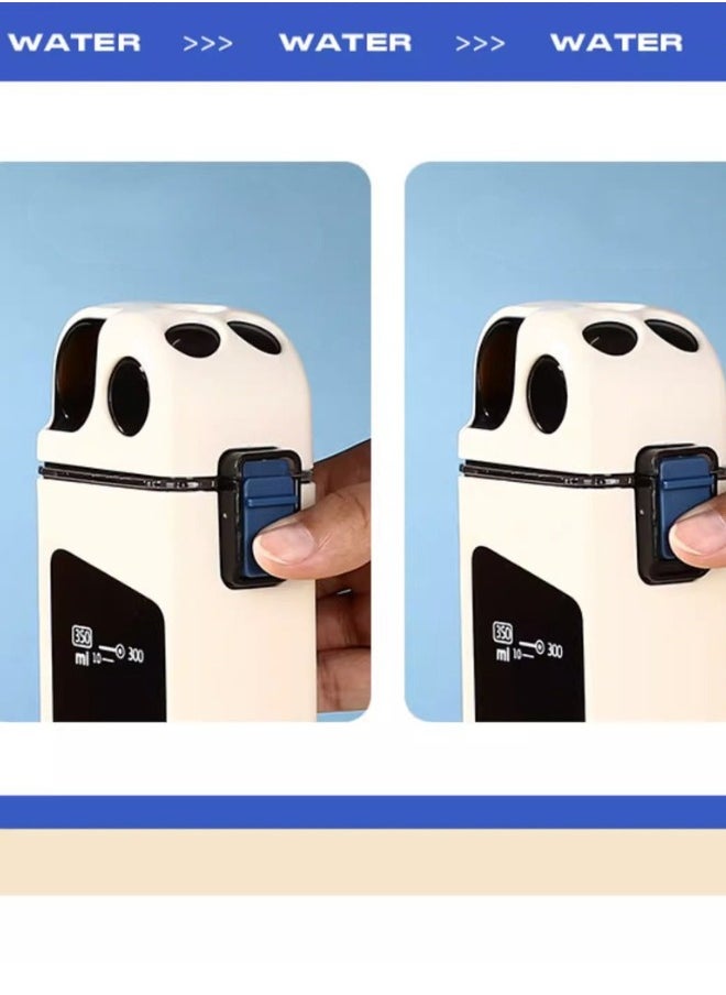 Twisoo Flip-top Portable Square Plastic Water Bottle, 350ml, Food-grade, Duckbill Design, Silicone Seal, Cream