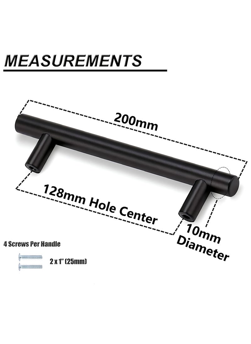 FIRST PRO 15 Pack Kitchen Cabinet Handles, 200mm Stainless Steel Kitchen Door Handles, 128mm Hole Center T Bar Drawer Cupboard Handles with Screws, Kitchen Drawer Pulls for Bathroom Bedroom Wardrobe  - Image 2