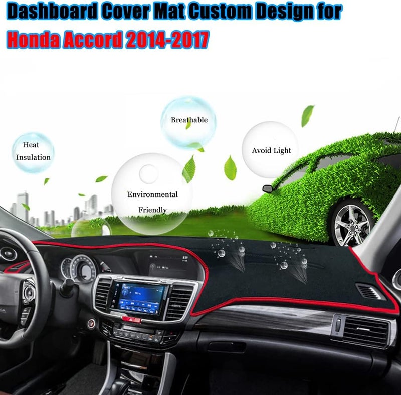 YOFAMO Dashboard Cover Mat for Honda Accord 2014-2017 with Red Edge - Image 3