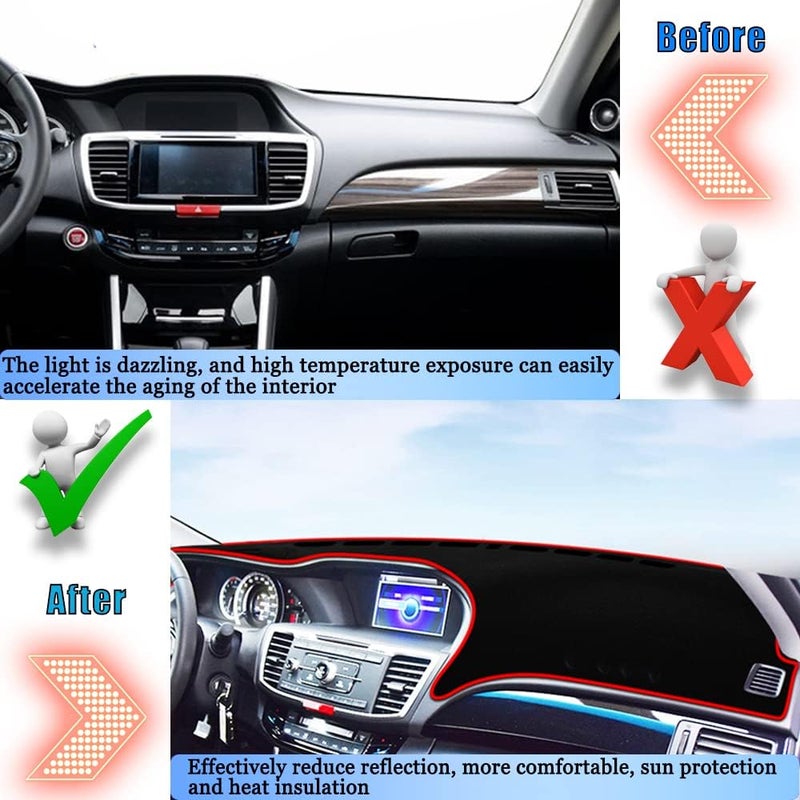 YOFAMO Dashboard Cover Mat for Honda Accord 2014-2017 with Red Edge - Image 4