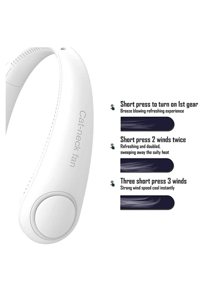 Portable Neck Fan,Hanging Neck Bladeless Fan,USB Rechargeable Personal Fan,3 Speeds Silent 360° Cooling Tuyere Layout,Fast Charging and Long Battery Life,Keeping the Neck Cool at All Times - Image 4