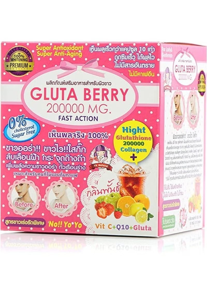 Gluta Berry Whitening Drink | 200000mg Glutathione + 200000mg Collagen + Berry Mix | Skin Health & Radiance | Sugar Free | 15 Sachets - Image 3