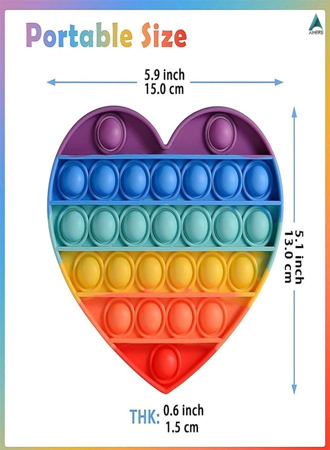 AIMERS Push Pop Fidget Toy, Push Pop Bubble Sensory Fidget Toy Silicone Pop Bubble Sensory Silicone Toy Simple Dimple, Autism Special Needs Stress Reliever (Heart) - Image 4