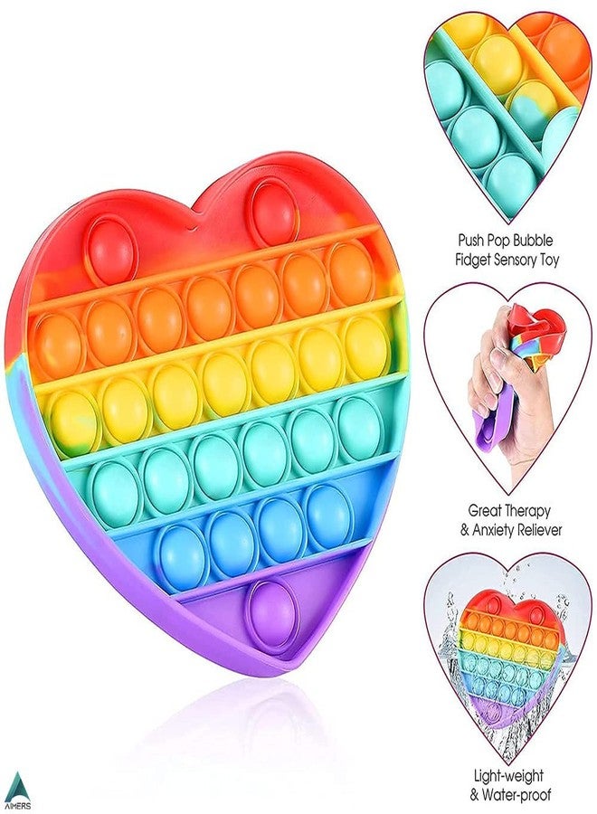 AIMERS Push Pop Fidget Toy, Push Pop Bubble Sensory Fidget Toy Silicone Pop Bubble Sensory Silicone Toy Simple Dimple, Autism Special Needs Stress Reliever (Heart) - Image 5