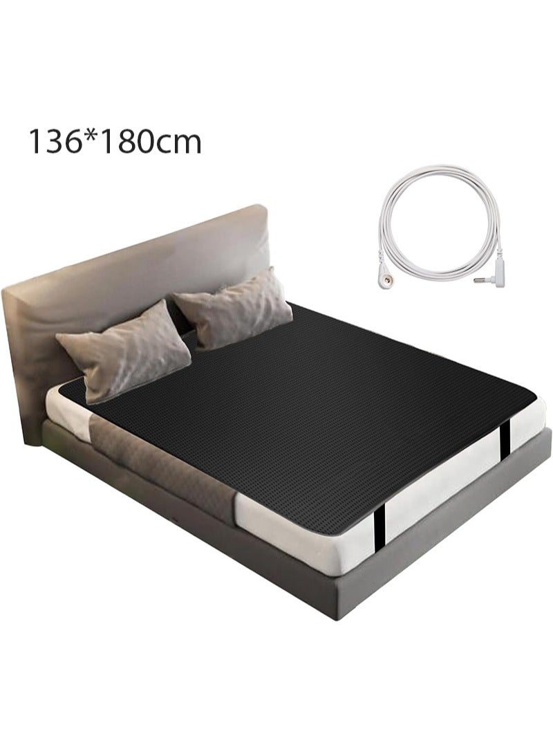 HaLunhi Grounding Mat for Bed，Black，Earth Connected，Conductive Carbon Fiber & PU Leather，Sleeping Mattress Cover，Grounding Kit，Easy Care（136*180cm）  - Image 1