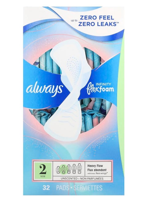 Infinity Flex Foam with Flexi-Wings™ Size 2 Heavy Flow Unscented 32 Pads