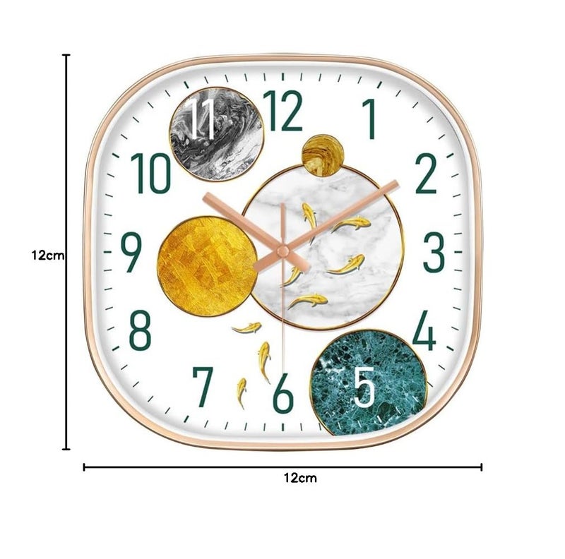 STAR WORK Quartz 12 Inches Premium Wall Clock for Home Stylish Latest Modern Design | Non Ticking Silent Wall Clock - Zero Sound & Disturbance Analog Clock (Sun Fish Square), Glass, multicolor - Image 2