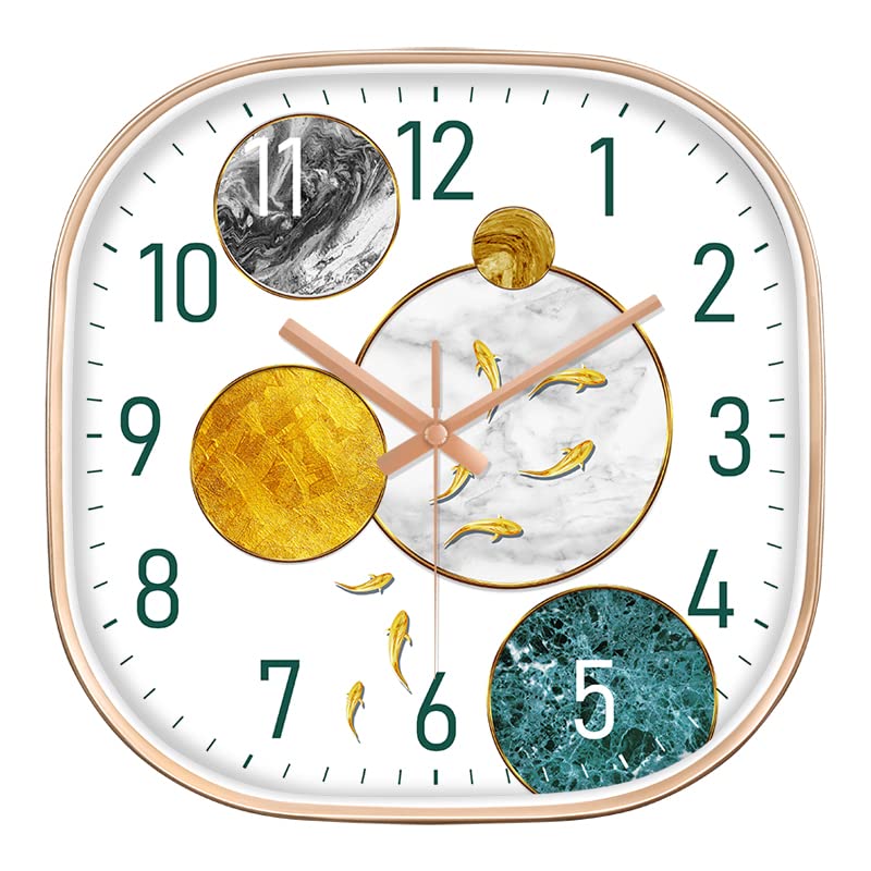 STAR WORK Quartz 12 Inches Premium Wall Clock for Home Stylish Latest Modern Design | Non Ticking Silent Wall Clock - Zero Sound & Disturbance Analog Clock (Sun Fish Square), Glass, multicolor - Image 1