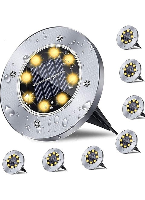 Advanced solar ground lights, installed in the ground in open spaces and gardens. IP65 waterproof, for ground paths, courtyards, lawns, outdoor gardens, decks, and walkways (4 pieces, warm light)