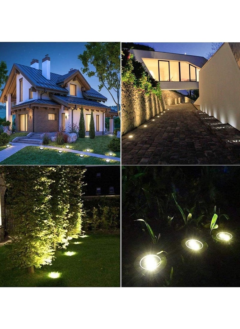 Advanced solar ground lights, installed in the ground in open spaces and gardens. IP65 waterproof, for ground paths, courtyards, lawns, outdoor gardens, decks, and walkways (4 pieces, warm light)