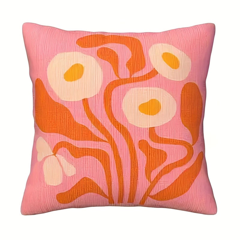 Floral Pink Pillowcase Set 18x18 Inches Art Decor Porch Living Room Sofa - Image 4