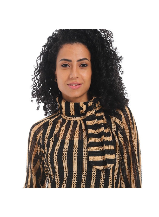 Caesar Women's mesh blouse with a tie at the neck - Image 4