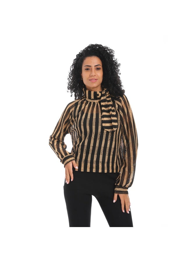 Caesar Women's mesh blouse with a tie at the neck - Image 2